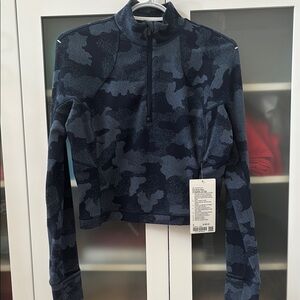 Lululemon It’s Rulu Run 1/2 Zip Blue Camo Jacqard NWT SZ 8 💙